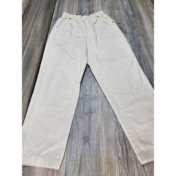 American Sweetheart Women's 10P Cream Elastic Waist Denim Pull On Pants - Picture 1 of 6
